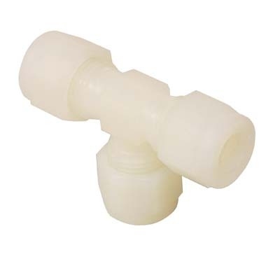 Te União em Nylon, Extremidades: Conexão Swagelok (Dupla Anilha) para Tubo de 1/4" OD (DE) (vide MS-01-140)