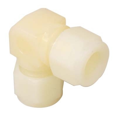 Cotovelo União em Nylon, Extremidades: Conexão Swagelok (Dupla Anilha) para Tubo de 1/4" OD (DE) (vide MS-01-140)