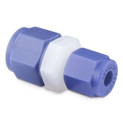União de redução em PFA, extremidades: 1/4" conexão para tubo x 1/8" conexão para tubo