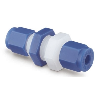 União para Painel em PFA, Extremidades: Conexão Swagelok (Dupla Anilha) para Tubo de 1/4" OD (DE) (vide MS-01-05)
