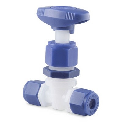 Válvula Agulha em PFA, Extremidades: Conexão Swagelok (Dupla Anilha) para Tubo de 1/4" OD (DE) (vide MS-01-05)