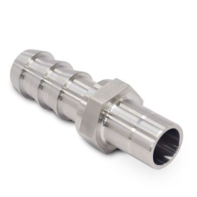Conexão em aço inox para mangueira Push-On para uso geral, Série PB, extremidades: diâmetro nominal de 1" Push-On (Tipo espiga para mangueira) x adaptador para tubo de 1"