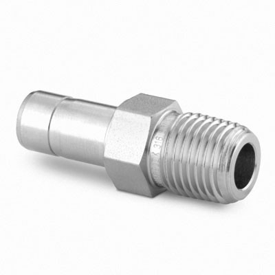 Adaptador para Tubo em Aço Carbono, Extremidades: Adaptador para Tubo de 10 mm OD (DE) X Rosca NPT Macho de 1/4? (vide MS-01-140)