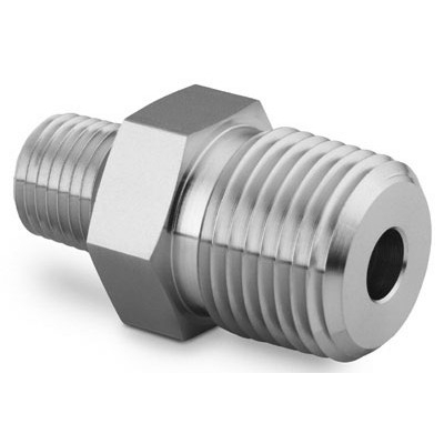 Niple Sextavado de Redução em Aço Carbono, Extremidade Rosca NPT Macho de 3/4" X Rosca NPT Macho de 1/2" (vide MS-01-147)