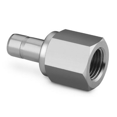 Adaptador Femea para Tubo em Aço Carbono, Extremidades: Adaptador para Tubo de 1/4" OD (DE) X Rosca NPT Femea de 1/4" (vide MS-01-140)