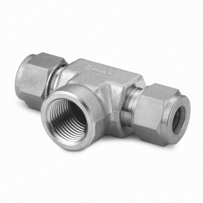 Carbon Steel Swagelok Tube Fitting, Female Branch Tee, 1/2 in. Tube OD x 1/2 in. Tube OD x 1/2 in. Female NPT