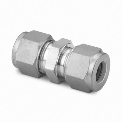 União em Aço Inoxidável 316 Conforme ASTM A276, Extremidades: Conexão Swagelok (Dupla Anilha) para Tubos de 10 mm OD (DE), Limpeza e Embalagem Especial para Serviço em Oxigenio SC-11 da Swagelok.