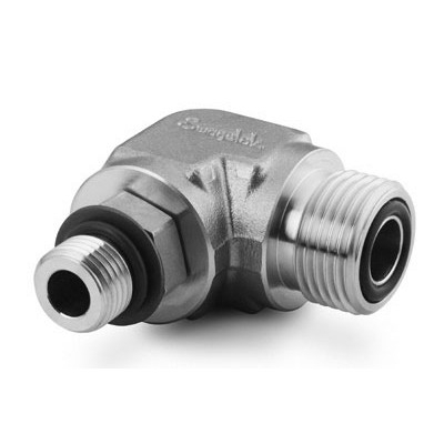 316 SS VCO O-Ring Face Seal Fitting, Male SAE/MS Positionable Elbow, 1/4 in. VCO Fitting x 1 1/16-12 Male SAE/MS Straight Thread