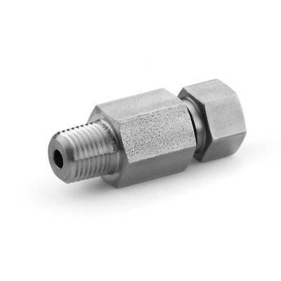 Conexão macho em aço inox média pressão, 3/4" OD x 3/4" NPT macho para pressão máxima de 10000 psig