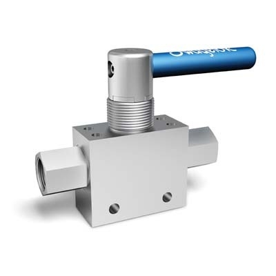 Válvula de Esfera Trunnion 2 vias para Média Pressão Série 12FKB em Aço inoxidável 316 Conforme Norma ASTM A479, Pressão de Trabalho de 15.000 psig (1034 bar), Temperatura de Trabalho -17 a 121°C com Vedações em Fluorcarbono FKM, Coeficiente de Vazão