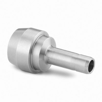 Port Connector de Redução em Aço Inoxidável 316 Conforme Norma ASTM A276, Extremidades: Port Connector de 12 mm OD (DE) x Ponta Lisa Swagelok (Tuber Adapter) de 10 mm OD (DE), Limpeza e Embalagem SC-10 da Swagelok.