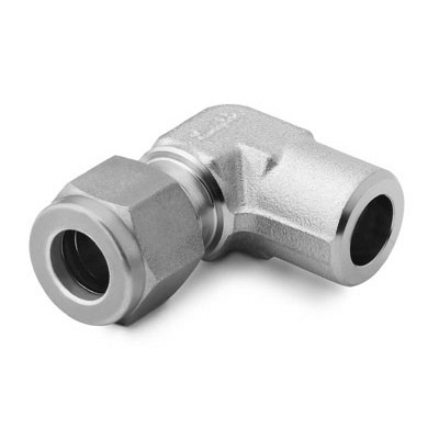 Cotovelo União 90° para Solda em Aço Inoxidável 316 Conforme ASTM A276, Extremidades: Conexão Swagelok (Dupla Anilha) para Tubos de 1" OD (DE) x Conexão Femea para Solda de Encaixe em Tubos Rígidos (TSW) 1" DN, Limpeza e Embalagem SC-10 da Swagelok.