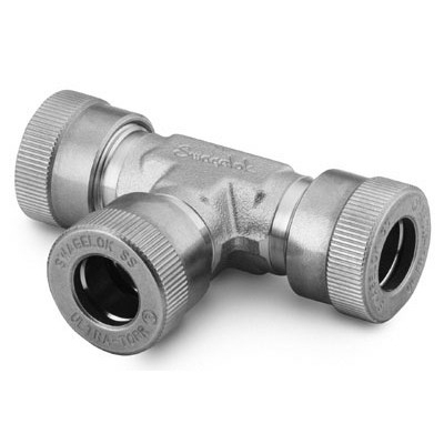 União te em aço inox, ultra-torr para vácuo, ASTM A182 Gr.316, extremidades: 1/8"OD Ultra-Torr.