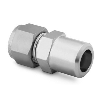 Conector Macho em Aço Inoxidável 316 Conforme ASTM A276, Extremidades: Conexão Swagelok (Dupla Anilha) para Tubos de 1.1/4" OD (DE) x Conexão Macho para Solda de Topo em Tubo Rígido (MPW) 1.1/4" DN, Limpeza e Embalagem SC-10 da Swagelok.