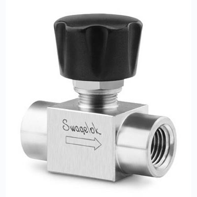 Válvula Agulha em Aço Inoxidável Séries O, 1, 18, 20 e 26, Castelo Integral, Cv = 0,21, Haste de Regulagem com Ponta Macia em PCTFE, Extremidades: Rosca NPT Femea de 1/4? (vide MS-01-164)
