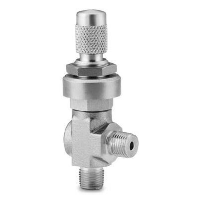 Válvula Micrométrica em Aço Inoxidável Série M para Médio Fluxo, em Ângulo, Extremidades: Rosca NPT Macho de 1/8? (vide MS-01-142)