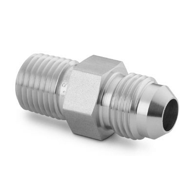 Adaptador em Aço Inoxidável 316 Conforme ASTM A276, Extremidades: Rosca JIC-4 Macho AN (7/16-20) 37° x Rosca NPT Macho de 1/8", Limpeza e Embalagem SC-10 da Swagelok.