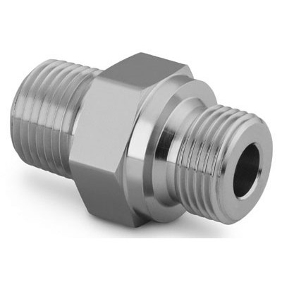 Niple Sextavado em Aço inoxidável 316 Conforme Norma ASTM A276, Extremidades: Rosca BSP Macho Paralela (RS) de 1/4", Limpeza e Embalagem SC-10 da Swagelok.