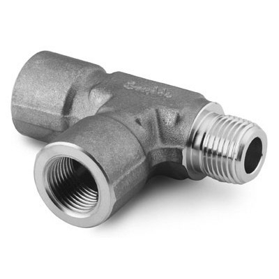 Te Macho Lateral em Aço Inoxidável, Extremidades: Rosca NPT Femea de 1/4" X Rosca NPT Macho de 1/4" X Rosca NPT Femea de 1/4" (vide MS-01-147)