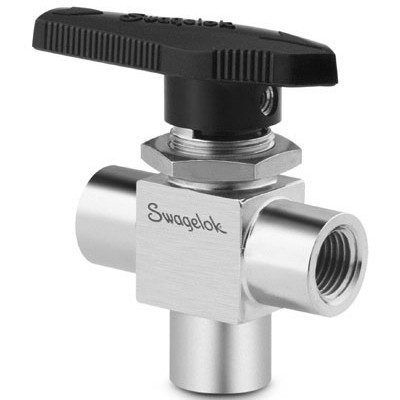 SS 1-Piece 40G Series 3-Way Sour Gas Service Ball Valve, 0.75 Cv, 1/4 in. FNPT