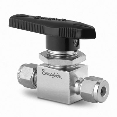 SS 1-Piece 40 Series Ball Valve, 6.0 Cv, 10 mm Swagelok Tube Fittings, No Lube, SC-11 Cleaned