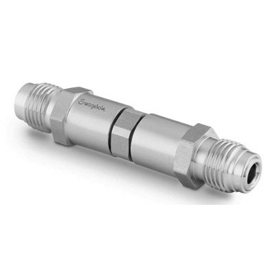Válvula de Retenção Tipo Poppet em Aço Inoxidável Série C, Pressão de Abertura Ajustável de 150 a 350 psig (10,4 a 24,2 bar), Extremidades: Conexão VCR de 1/4? (vide MS-01-176)
