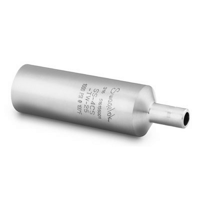 Cilindro Miniatura para Amostragem em Aço Inoxidável 316 com Uma Conexão, Extremidade: Conexão Ponta Lisa para Solda Tipo Encaixe para Tubo Flexível (TSW) de 1/4? OU para Solda de Topo para Tubo Flexível (TBW) de 3/8? OU para Conexão Swagelok (duplaa