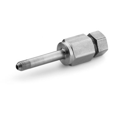 Conenxão reta macho em aço inox 316 para média pressão, extremidades: 1/4" OD x 1/4" cone e rosca.