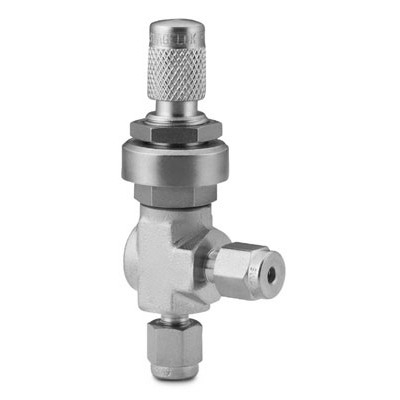 Válvula Micrométrica em Aço Inoxidável Série M para Médio Fluxo, em Ângulo, Extremidades: Conexão Swagelok (Dupla Anilha) para Tubo de 1/4? OD (DE) (vide MS-01-142)