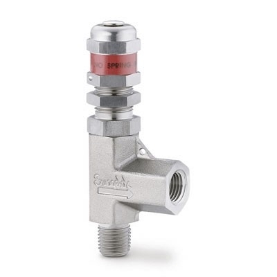 Válvula de alívio em aço inox, extremidades: 1/4"rosca npt amcho x 1/4" rosca npt femea