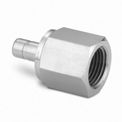Adaptador Femea para Tubo em Aço Inoxidável, Extremidades: Adaptador para Tubo de 6 mm OD (DE) X Rosca BSP Femea Paralela (RG) de 1/8? (exemplo: Manômetros) (vide MS-01-140)