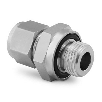 Conector Macho O'Seal em Aço Inoxidável 316 Conforme ASTM A276, Extremidades: Conexão Swagelok (Dupla Anilha) para Tubos de 3/8" OD (DE) x Rosca SAE/MS Macho Reta de 9/16-18, Limpeza e Embalagem SC-10 da Swagelok.