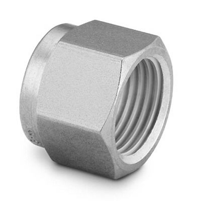 Porca em Aço Inoxidável 316 Conforme Norma ASTM A276 para Conexão Swagelok (Dupla Anilha) para Tubos de 2 mm OD (DE), Limpeza e Embalagem SC-10 da Swagelok.