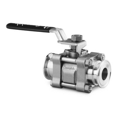 Válvula de Esfera em Aço Inoxidável Série 60, Tripartida, Assento em PTFE Reforçado, Extremidades: Conexão Sanitárias Tipo Clamp de 1/2? (vide MS-01-146)