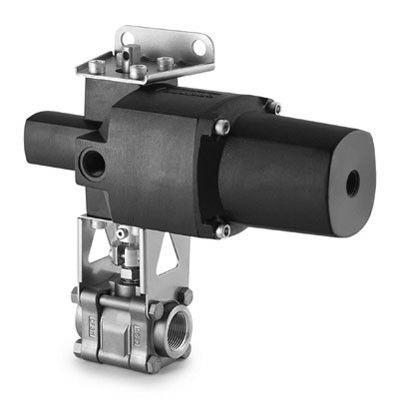 Válvula de Esfera em Aço Inoxidável Série 60, Tripartida, Assento em PTFE Reforçado, Extremidades: Conexão Rosca NPT Femea de 1?, Atuador NC (vide MS-01-146)