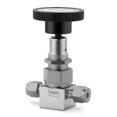 Válvula com Vedação por Fole em Aço Inoxidável Série B, Haste com Ponta Esférica Não-Rotativa, Extremidades: Conexão Swagelok (Dupla Anilha) para Tubo de 6 mm OD (DE) (vide MS-01-22)