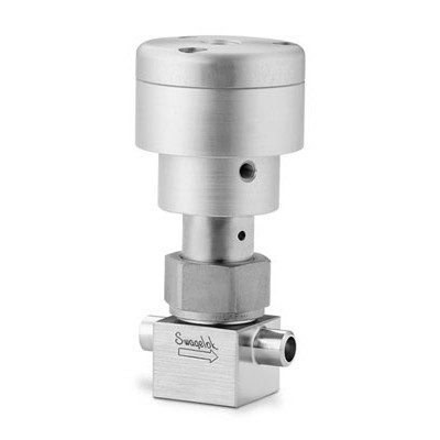 Válvula com Vedação por Fole em Aço Inoxidável Série B, Ponta da Haste em PCTFE, Extremidades: Conexão para Solda Tipo Encaixe para Tubing (TSW) de 3/8? OD (DE) OU Conexão para Solda de Topo para Tubing (TBW) de 1/2? OD (DE) OU para Conexão Swagelok(