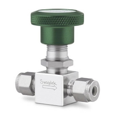 Válvula com Vedação por Fole em Aço Inoxidável Série H, Castelo Soldado, Ponta da Haste em Aço Inoxidável, Extremidades: Conexão Swagelok (Dupla Anilha) para Tubo de 6 mm (vide MS-01-36)