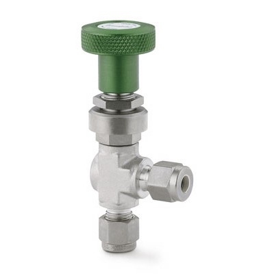 SS High-Flow Angle-Pattern Metering Valve, 6 mm Swagelok Tube Fittings