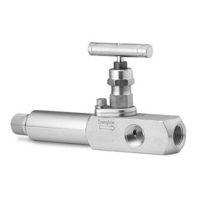 Válvula para Manômetro Série 6PN em Aço Inoxidável 316 Conforme Norma ASTM A479, Haste com Ponta Esférica não rotativa em Aço Inoxidável 316 Conforme Norma ASTM A276. Pressão de Trabalho de 6000 psig (413 bar), Temperatura de Trabalho -53 a 232 °C co
