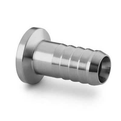 Adaptador para Mangueira em Aço Inoxidável 316 Conforme Norma ASTM A276, Extremidades: Espiga Macho para Mangueira de 1/2" ID (DI) x Fixação Sanitária Tipo Kwik Clamp de 1/2", Limpeza e Embalagem SC-10 da Swagelok.