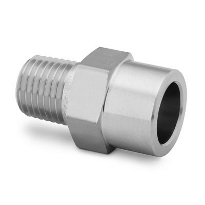 Conexão Macho em Aço Inoxidável, Extremidades: Solda Tipo Encaixe para Tubing (TSW) de 1/2" X Rosca NPT Macho de 1/4" (vide MS-01-149)