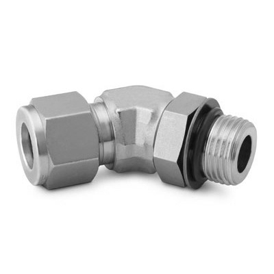 Cotovelo Macho Posicionável a 45º em Aço Inoxidável, Extremidades: Conexão Swagelok (Dupla Anilha) para Tubo de 1/2? OD (DE) X Rosca SAE/MS Macho de 3/4-16 (vide MS-01-140)