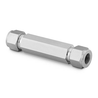 União em Aço Inoxidável com Furo Passante (para Termopar, Tubos de Imersão e Tes Trocadores de Calor), Extremidades: Conexão Swagelok (Dupla Anilha) para Tubo de 1/2? OD (DE)e Comprimento Total de 3,5? (vide MS-01-140)