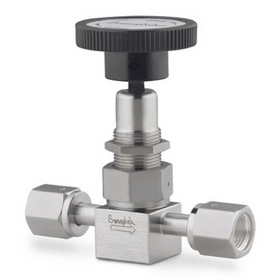 SS Bellows-Sealed Valve, Gasketed, Spherical Stem Tip, 1/2 in. Butt-Welded Female Swagelok VCR Face Seal Fitting, SC-11 Cleaned