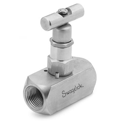 Valvula agulha em aço inox, extremidades iguais: 1" rosca NPT conica femea