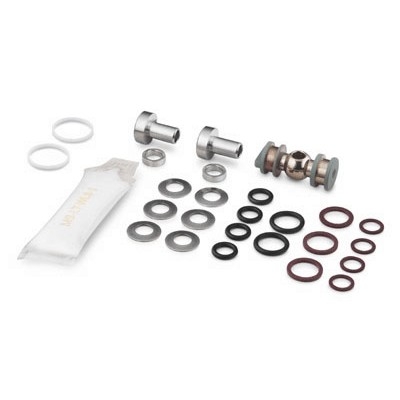 Kit de Vedação do Assento em Peek para válvulas de 2 vias da Série 83.Kit contém, Instruções, O-Rings, mancal da haste, esfera, subconjuntos do assento (assentos e guias de suporte dos assentos), molas prato, vedações
dos parafusos, lubrificantes, e