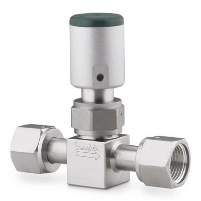 316L SS High-Purity Bellows-Sealed Valve, 1/2 in. Female VCR Fitting, NO Act, SC-01 Clean w/ Std Surface Finish (not EP)