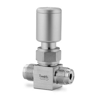 Válvula com Vedação por Fole em Aço Inoxidável 316L Série BN para Alta Pureza, Extremidades: Conexão VCR Macho de 1/2?, Atuador NC (vide MS-01-94)