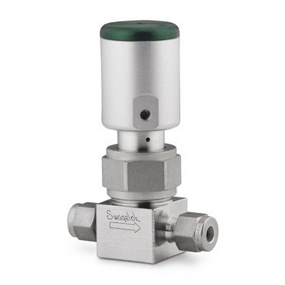 Válvula com Vedação por Fole em Aço Inoxidável 316L Série BN para Alta Pureza, Extremidades: Conexão Swagelok (Dupla Anilha) para Tubo de 1/4? OD (DE), Atuador NO (vide MS-01-94)